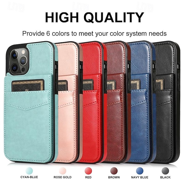  Phone Case For iPhone 15 Pro Max Plus iPhone 14 13 12 11 Pro Max Plus Mini SE Back Cover with Stand Holder Card Slot Shockproof TPU PU Leather