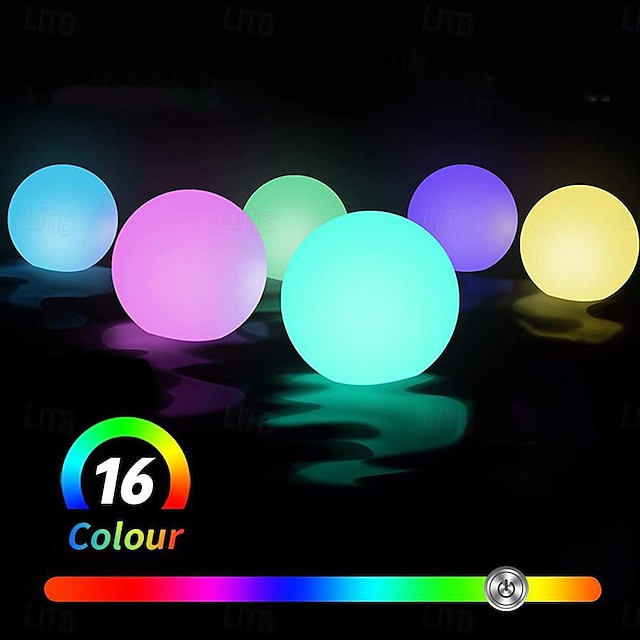  Swimming Pool LED Light, LED Small Night Light 16 Color Adjustable Round Ball Night Light, Outdoor Waterproof LED Luminous Circular Ball Lamp Courtyard Outdoor Gathering Festival Atmosphere Lamp 1pc