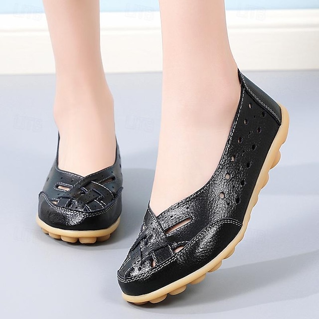  Women's Close-Toe Loafers Breathable Comfortable Loafer Casual Flats Breathable Slip On Shoes Black White Yellow