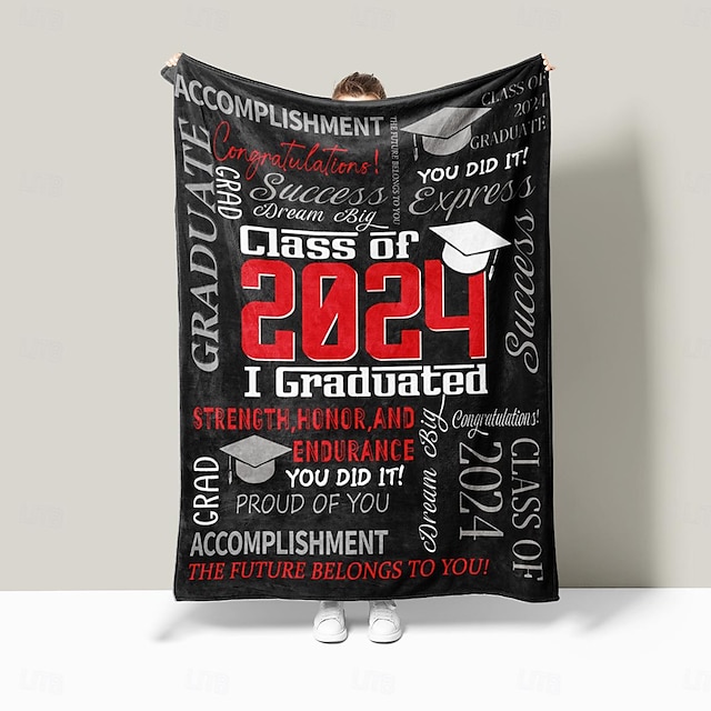  2024 pătură comemorativă de flanel pentru băieți și fete cadou de absolvire pentru ea felicitări pentru absolvire pătură de absolvire doctorat cadou de absolvire de facultate absolvire de master