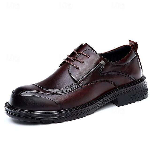  Bărbați Pantofi rochie Cizme de modă Plimbare Casual Zilnic Piele Comfortabil Cizme / Cizme la Gleznă Dantelat Negru Maro Primăvară