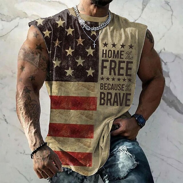 Veterans Day Men's Patriot Patriotic Veteran Graphic American US Flag T shirt Short Sleeve T shirt 3D Print Crew Neck Shirt Sports Fashion Street Sports Outdoor Casual Khaki Summer Spring Clothing4