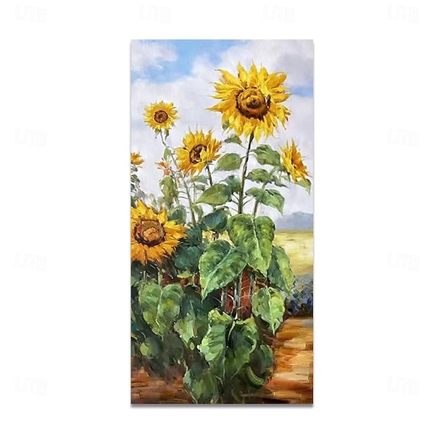  Pintura al óleo hecha a mano, arte de pared pintado a mano, impresión de girasoles, pintura en lienzo, decoración del hogar, sin marco, solo pintura