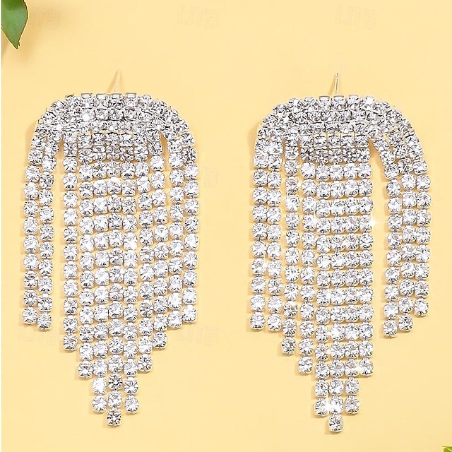  Γυναικεία Κρίκοι Φούντα Πολύτιμος Μοντέρνο Προσομειωμένο διαμάντι Σκουλαρίκια Κοσμήματα Ασημί Για Γάμου Πάρτι 1 ζευγάρι