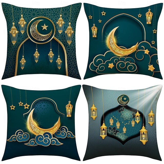  ramadan eid mubarak dekorative kasteputer trekk 1stk mykt firkantet putetrekk putetrekk for soverom stue sofa sofa stol grønn