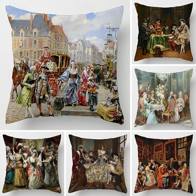  Vintage mittelalterlicher dekorativer Kissenbezug, 1 Stück, weicher quadratischer Kissenbezug für Schlafzimmer, Wohnzimmer, Sofa, Couch, Stuhl