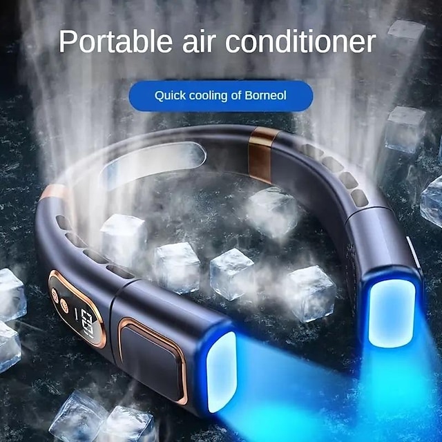  Ventilateur de cou portable rechargeable, portable, 5 vitesses, refroidissement silencieux, longue durée de vie de la batterie, commande tactile alimentée par USB pour le sport & voyage