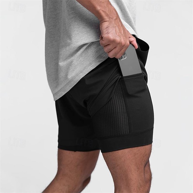  Men's Running Shorts Gym Shorts Pocket Drawstring Shorts Outdoor Sports & Outdoor Athletic Breathable Quick Dry Lightweight Marathon Running Workout Tailored Fit Sportswear Activewear Solid Colored