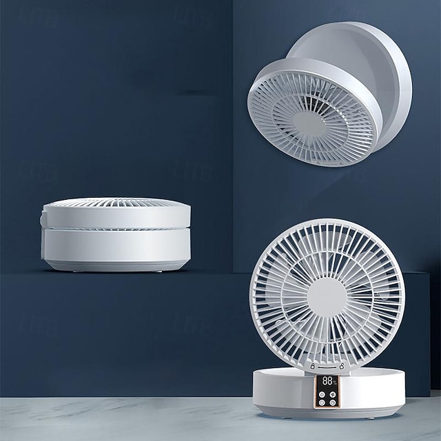 Desktop Fan with Remote, Portable Rechargeable LED Light Fan Air Cooler ...