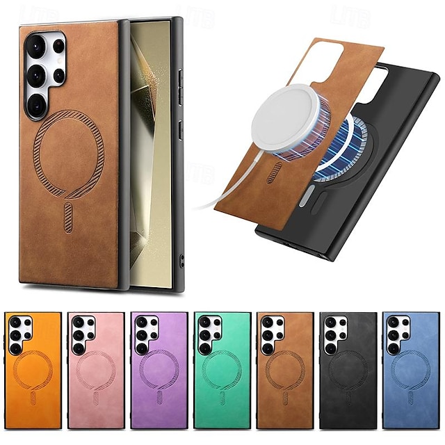  Phone Case For Samsung Galaxy S24 S23 Ultra Plus A55 A35 A25 A15 5G A54 A34 A14 Magnetic Adsorption Support Wireless Charging Shockproof TPU PC PU Leather