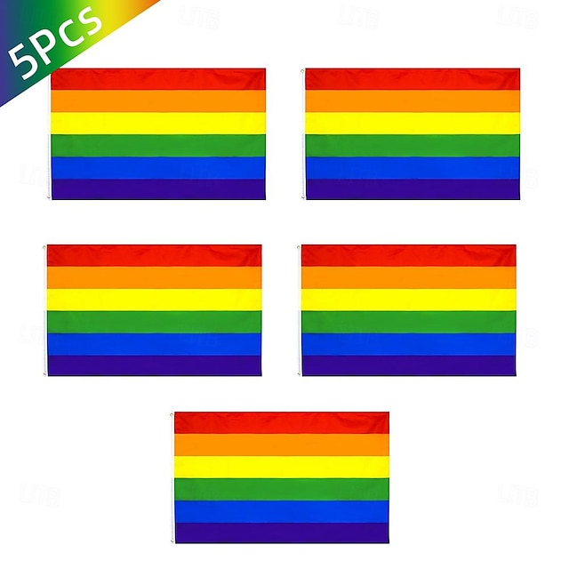  5 Stück Regenbogenflaggen Set LGBT LGBTQ Erwachsene Unisex Gay Lesbian Trans Queer Pride Parade Pride Month Party Karneval Dekor