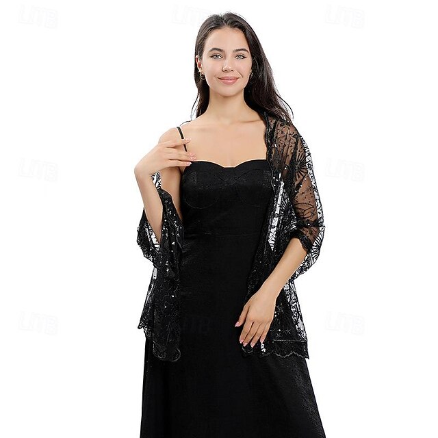 GRACE KARIN Robe De Cocktail Paillettes Femme Avec Châle Mousseline - Élégante Pour Mariage Et Soirée