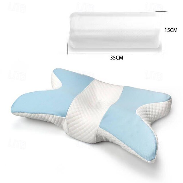  Oreiller cervical en mousse à mémoire de forme à rebond lent, oreiller en coton à mémoire de forme, oreiller cervical papillon pour soulager les douleurs cervicales
