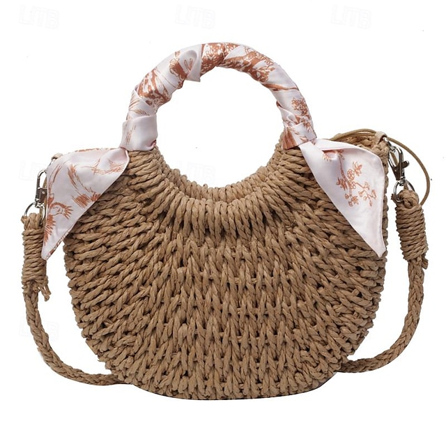  Damen Handtasche Strohsack Täglich Hohe Kapazität Geometrisch Elfenbein Braun