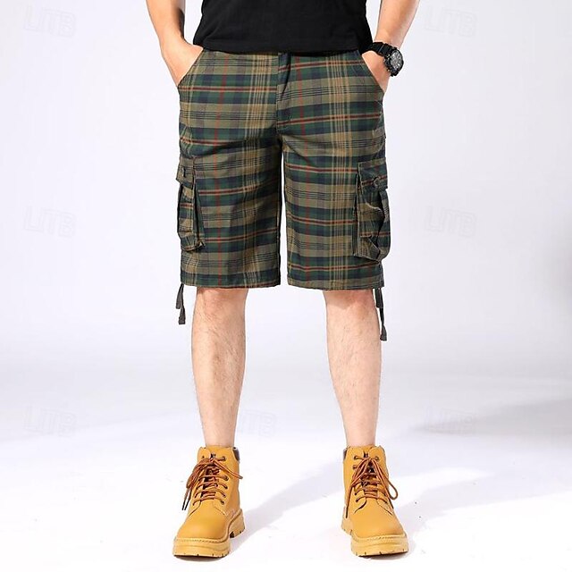  Herre Shorts med lommer Shorts Arbejdsshorts Trekking-shorts Knapper Multi lomme Ternet Påførelig Knælængde udendørs Daglig Campering & Vandring Mode Klassisk Grøn Kakifarvet