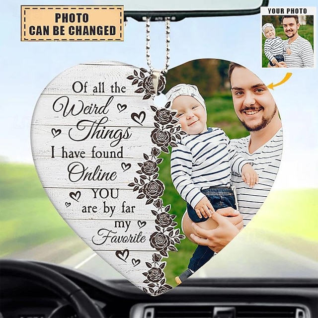  εξατομικευμένη κεραμική φωτογραφία στολίδι, στολίδι αυτοκινήτου, δώρο του πατέρα για την ημέρα του Αγίου Βαλεντίνου, είσαι μακράν το αγαπημένο μου - οικογενειακό δώρο