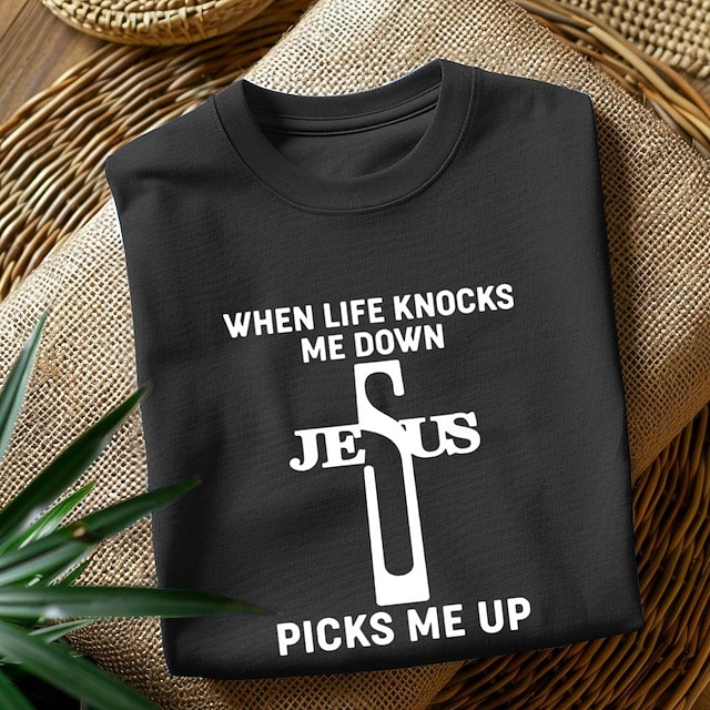 Men's Letter Cross Jesus T Shirt Tee Top 100% Cotton Short Sleeve Graphic Shirt Black Army Green Dark Blue Comfortable Tee Street Sports Outdoor Fashion Designer Clothing 7