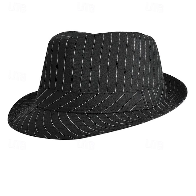 Men's Kentucky Derby Hat Sun Hat Party Hat Dress Hat Black White Cotton Fashion Casual Street Daily Stripes Sunscreen Breathable 9