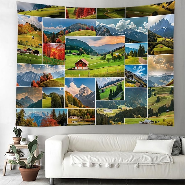  Countryside Trees Landscape Hanging Tapestry Wall Art Large Tapestry Mural Decor Photograph Backdrop Blanket Curtain Home Bedroom Living Room Decoration