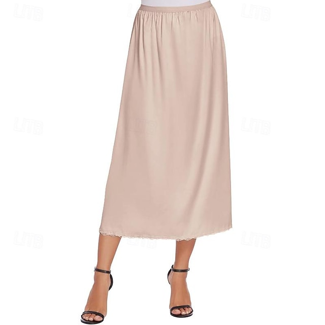  Elegante Anni 1950 Midi Sottogonna Mezza sottoveste Gonna in raso Pizzo Per donna Abbigliamento Quotidiano Addio al Nubilato Adulti Gonna Tutte le stagioni