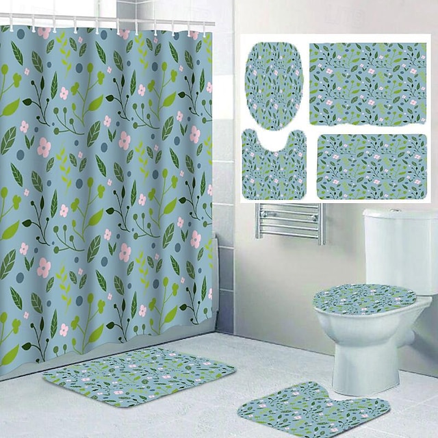  Bathroom Deco Shower Curtain with Hooks Bathroom Decor Waterproof Fabric Shower Curtain Set with12 Pack Plastic Hooks