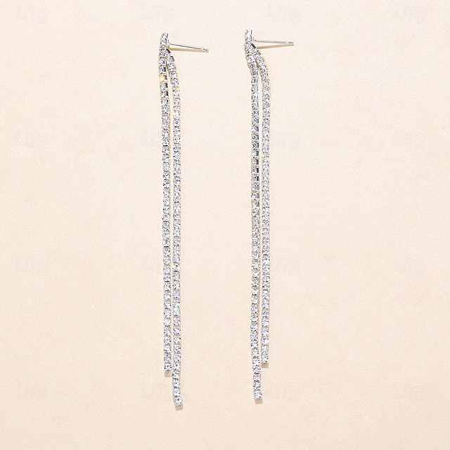  Damen Ohrstecker Gliederkette Kostbar Erklärung Einfach Diamantimitate Ohrringe Schmuck Silber / Golden Für Hochzeit Party 1 Paar