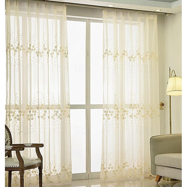 cortina de gaze bordada de linho e algodão estilo pastoral coreano de um painel sala de estar quarto sala de jantar cortina de gaze semitransparente de estudo