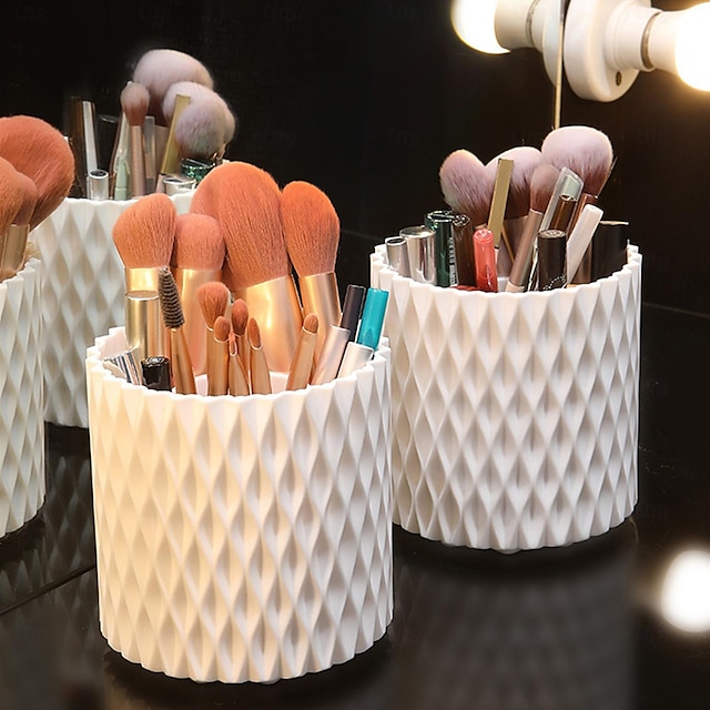  Makeup Brush Storage Cylinder, Lipstick and Powder Puff Organizer Box, Desk Pen Holder, Bathroom Vanity Compartmentalized Storage