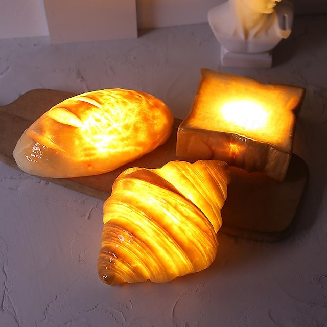  Croissant Lamp Toast Bread Light Cross Bun Ambient Light Cake Store Ornament Creative Gift LED Night Light