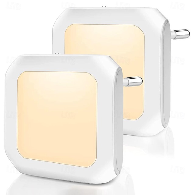  2pcs Plug In Night Light Twilight Sensor Dimmable Warmwhite Wireless Cabinet Light EU US UK for Kids Bedroom Auto Dusk to Dawn Sensor LED Night Lamp