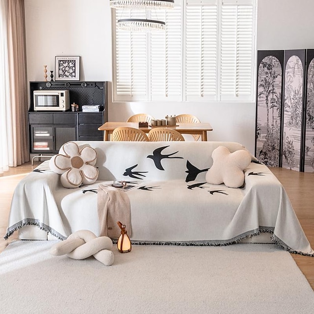  Sofa Cover Elastic Sofa Slipcover Swallow Pattern Anti-cat Scratch Non-slip Cover Blanket for Bedroom Office Living Room Home Decor