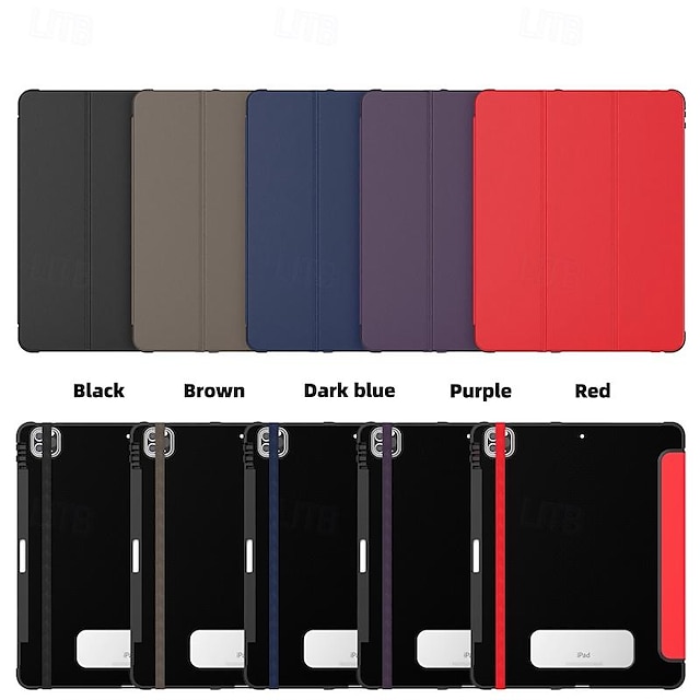  Tableta Carcasa Funda Para Apple ipad 9th 8th 7th Generation 10.2 inch iPad Pro 12.9'' 5th iPad aire 3 Portátil Portalápiz Soporte triple TPU Cuero de PU