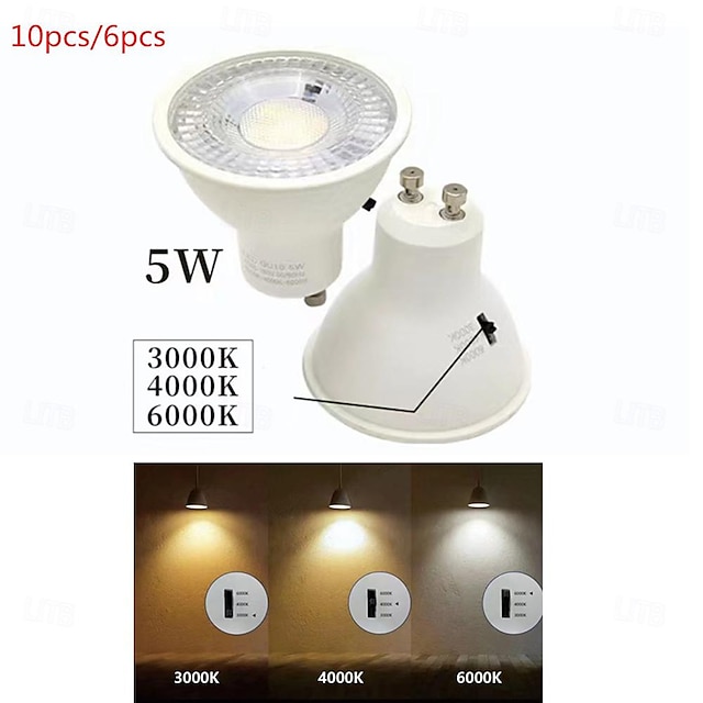  6/10 stks dimbare gu10 led-lampen, led downlight spotlight 38 graden spaarlampen 220 ~ 240 v binnenverlichting