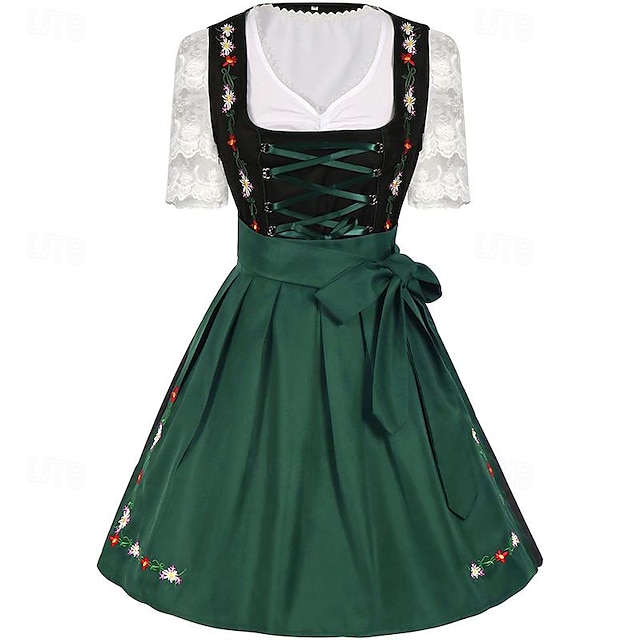  カーニバル オクトーバーフェスト コスチューム ドレス ギャザースカート トラックテンクライダー オクトーバーフェスト バイエルン ヴィーゼン 伝統的なスタイル メドウズ 女性用 伝統的なスタイルの布