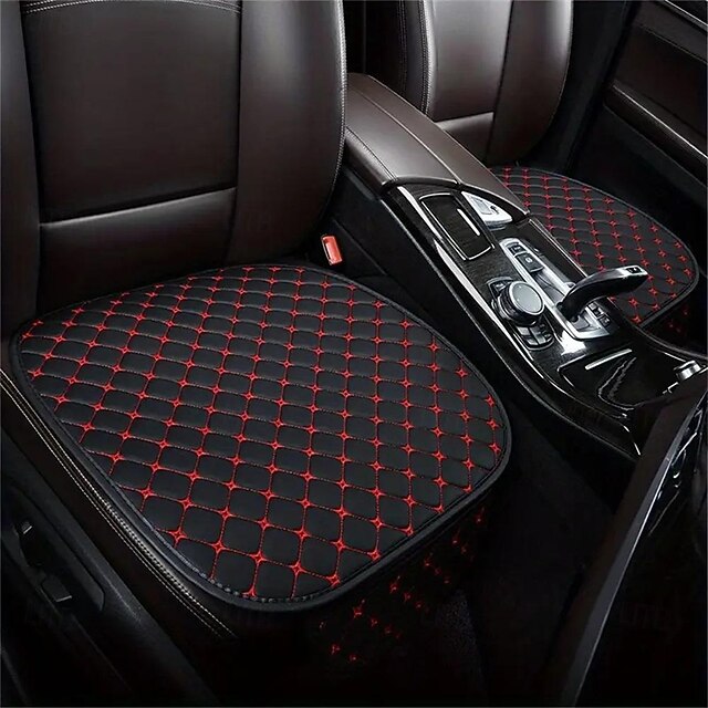 1pc New Comfortable PU Leather Four Seasons Car Seat Cushion StalEmbroidery Single Sheet No Back
