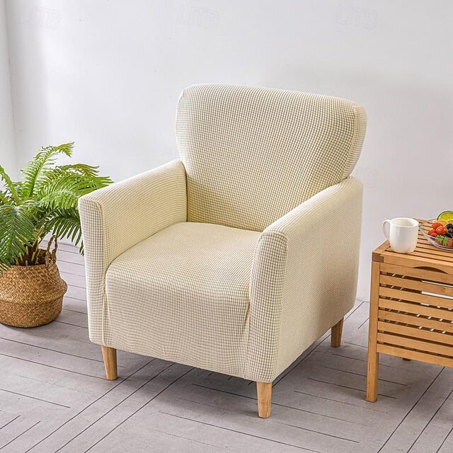 Armchair Cover Slipcover T-shaped Jacquard Corn Fleece Tub Chair for Living Room Bedroom Office Elastic Single Sofa Covers Home Bar Counter 38