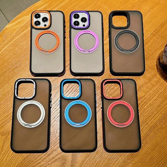  Phone Case For iPhone 16 iPhone 15 Pro Max Plus iPhone 14 13 12 11 Pro Max Plus Back Cover With Magsafe with Stand Holder Support Wireless Charging Matte Frosted Retro TPU PC Metal
