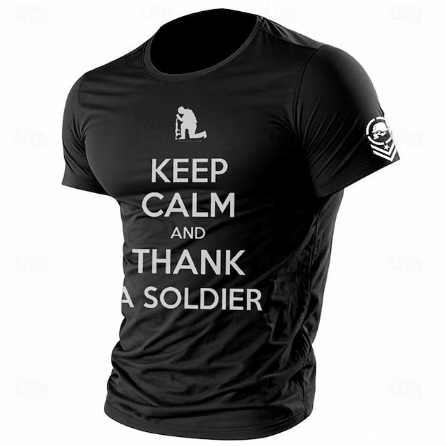  hold deg rolig og takk en soldat grafisk herreskjorte 100 % bomull sport klassisk skjorte kortermet komfortabel t-skjorte sommer vår motedesigner klær