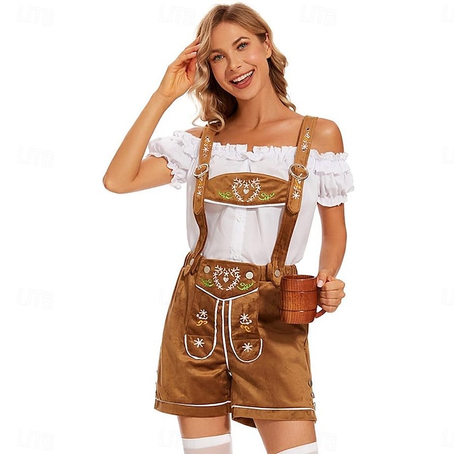  Oktoberfest Blouse / overhemd Lederhosen Alpine Hoed Beiers Bavarian Duits Weiden Dames Doek in traditionele stijl