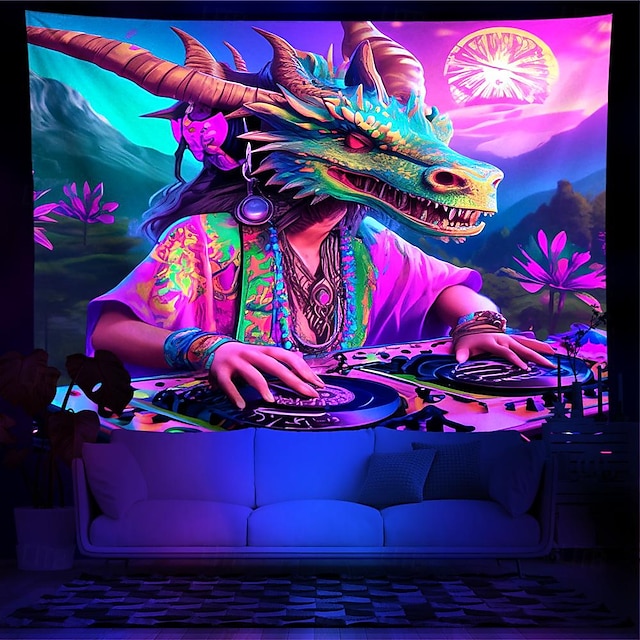 Blacklight Tapestry UV Reactive Glow in the Dark Glow Party Neon DJ ...