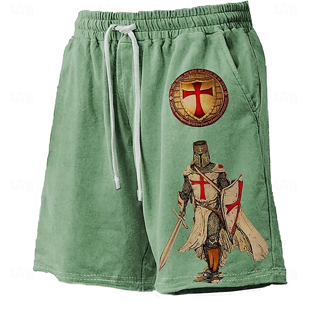  Bărbați Cavaleri Templieri Imprimare 3D Σταυρός Pantaloni Scurti Pantaloni Scurți de Înot Boxeri înot Talie medie Hawaiană Casual Concediu Plajă Cordon cu căptușeală din plasă Talie elastică Designer