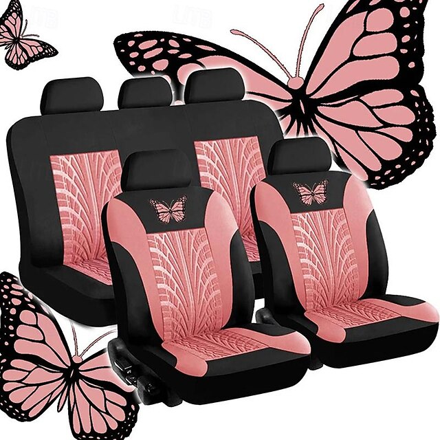  Fyautoper novas capas de assento de carro de 5/2 lugares com padrão absoluto bordado universal tecido respirável airbag seguro suv assento protetor acessórios