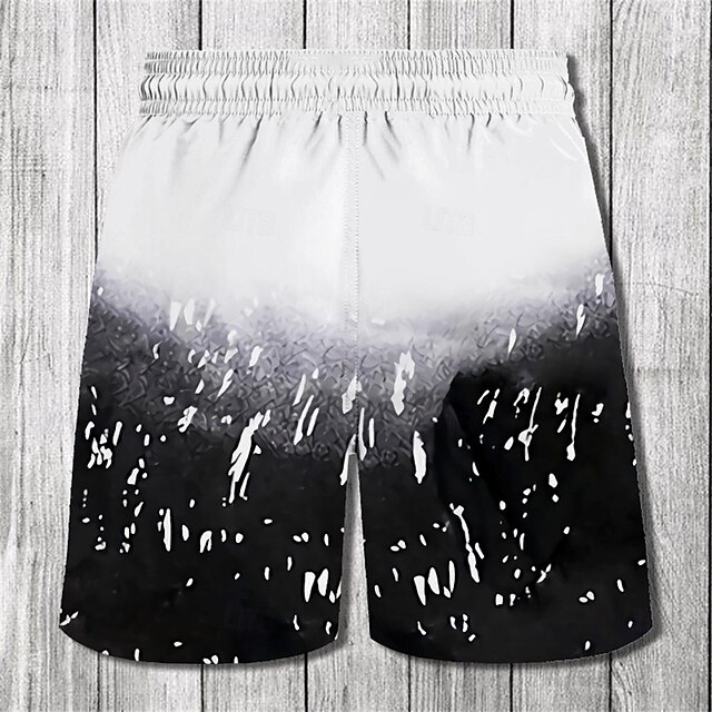 Men's Geometric Pattern Gradient Color Swim Trunks Swim Shorts Board ...