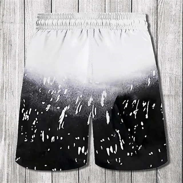 Men's Geometric Pattern Gradient Color Swim Trunks Swim Shorts Board ...