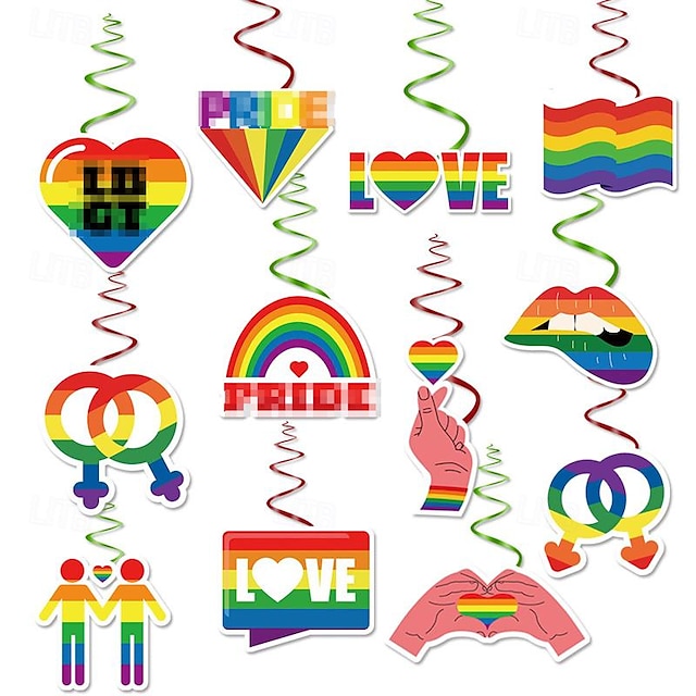  Rainbow Festival Theme Party Spiral Hangers Pride Month Decorative Props June Party Spiral Hangers