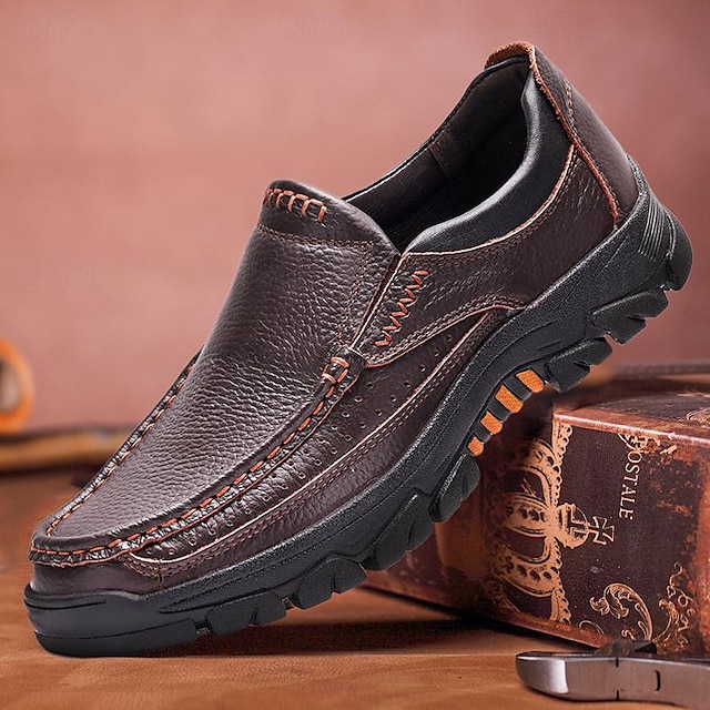  Ανδρικά Μοκασίνια & Ευκολόφορετα Άνετα παπούτσια Loafers πλατφόρμας Δέρμα Αναπνέει Άνετο Φορέστε Αντίσταση Ευκολοφόρετο Μαύρο Καφέ