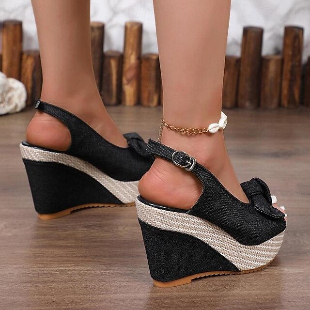 Womens Wedge Sandals Platform Sandals Daily Bowknot Peep Toe Casual