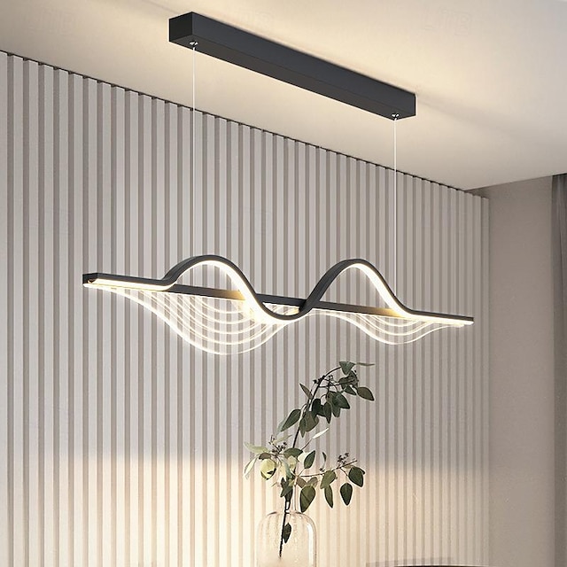  lampada a sospensione a led lampade a sospensione lineari dimmerabili a striscia lunga lampade a sospensione in metallo bianco con paralume in acrilico 1 luce 100 cm caffè da cucina 110-240v solo