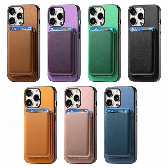  Phone Case For iPhone 15 Pro Max Plus iPhone 14 13 12 11 Pro Max Plus Mini SE Magnetic Adsorption Magnetic Support Wireless Charging Card Slot TPU PC PU Leather