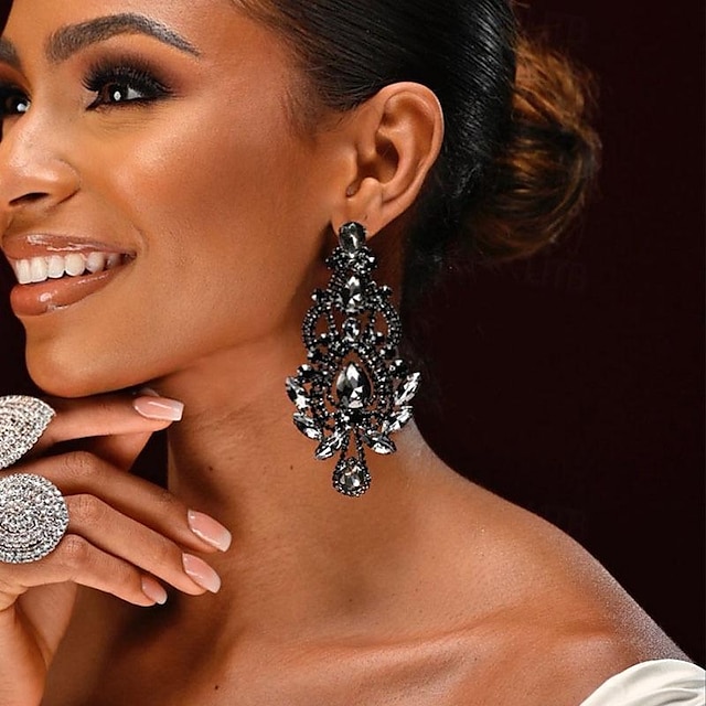  Women's Stud Earrings Drop Earrings Geometrical Drop Precious Statement Imitation Diamond Earrings Jewelry Black / White / Rainbow For Wedding Party Daily 1 Pair